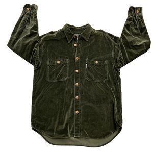 Lucky Brand Forest Green Velvet Button Up Shirt
